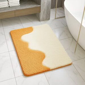 Cream Monstera Leaf Bath Mat – Soft, Absorbent, Non-Slip Bathroom Rug – 20"x32"