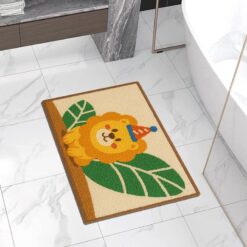Lion Leaf Bath Mat – Soft, Absorbent, Non-Slip Bathroom Rug with Jungle Safari Design – 20"x32"
