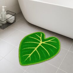 Green Leaf Bath Mat – Soft, Absorbent, Non-Slip Bathroom Rug – 21"x31"