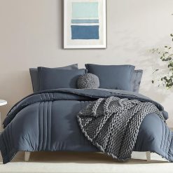 Queen Comforter Set – 7 Pieces Blue Gray Bed-in-a-Bag