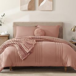 Queen Comforter Set – 7 Pieces Clay Pink Bed-in-a-Bag