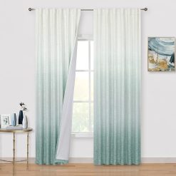 Full Blackout Curtains – 2 Panels Aqua Blue Ombre 50" × 84"